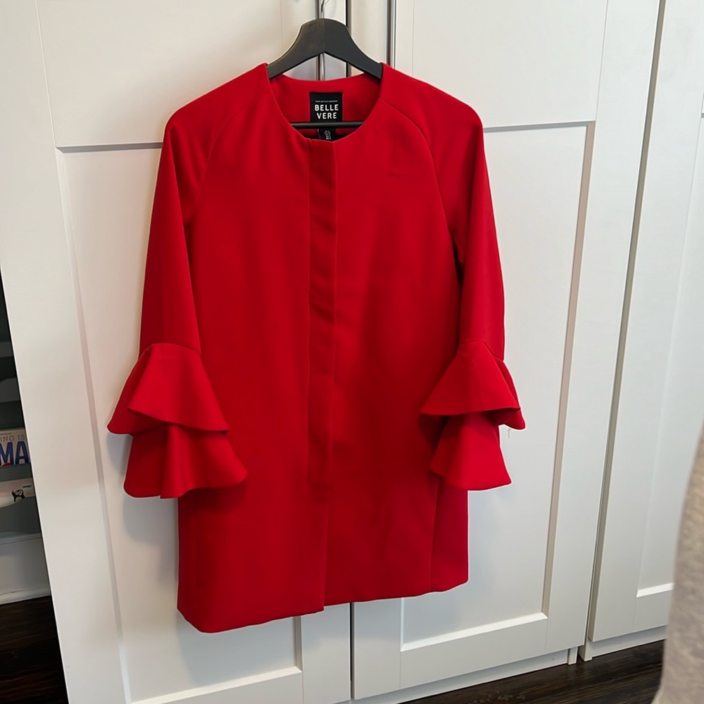 Red lightweight dress coat with great sleeve - Size Small